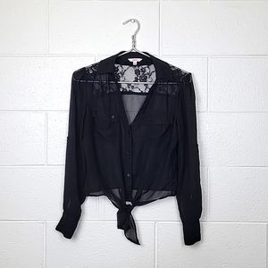 Black Mesh and Lace Top